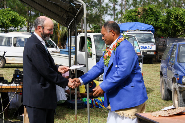 Presenting a cheque from the Rotary Club of Wellington South